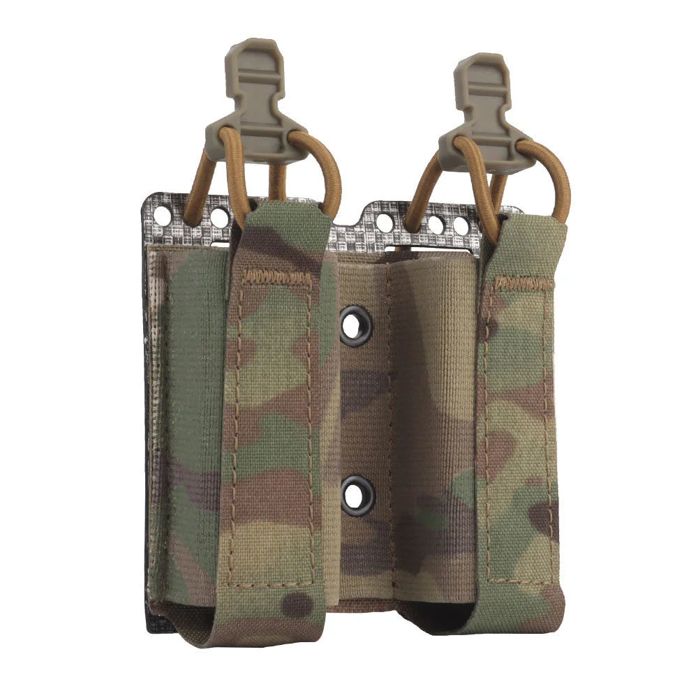 Pistol Dual Magazine Pouch 1911 9mm Mag Holder Elastic Bungee Cord Retention Airsoft Paintball Hunting Army Cartridge Pouch