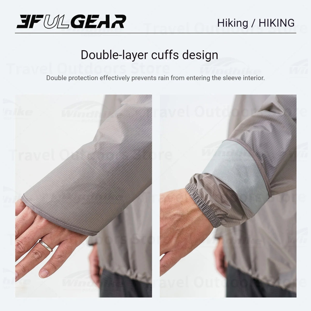 3F UL GEAR Lightweight Split Raincoat with Hooded Outdoor Rain Pants Hiking Sleeve Style Poncho Waterproof Women/Men 15D Nylon