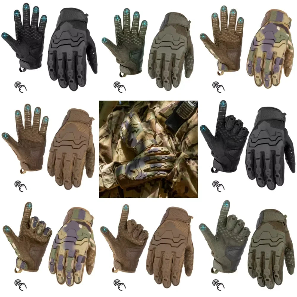 New Tactical Gloves Five-Finger Touchscreen Function Outdoor Protection Anti-Slip Cycling Impact-Resistant Combat Gloves