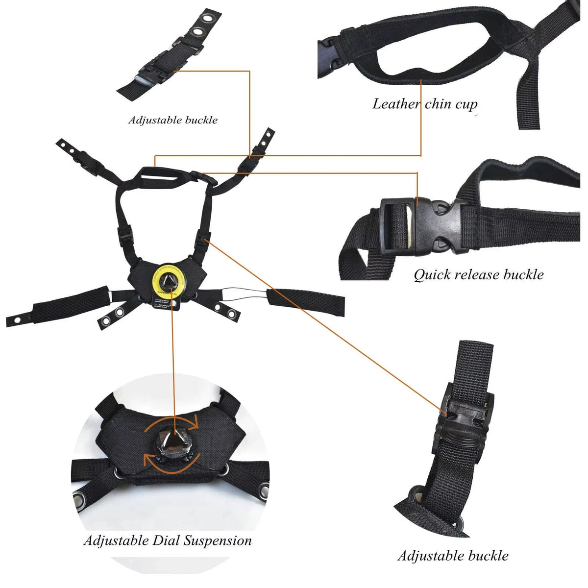 BOOIU Tactical Helmet Hanging System Wendy Suspension Lanyard Chin Strap Airsoft Helmet Accessories for Wendy FAST MICH Helmet