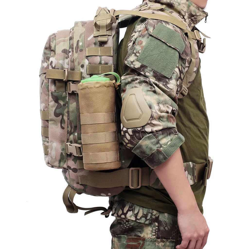 Tactical Molle Water Bottle Bag Outdoor Camo Hunting Camping Hiking Drawstring Holder Multifunction Bottle Storage Pouch Pocket