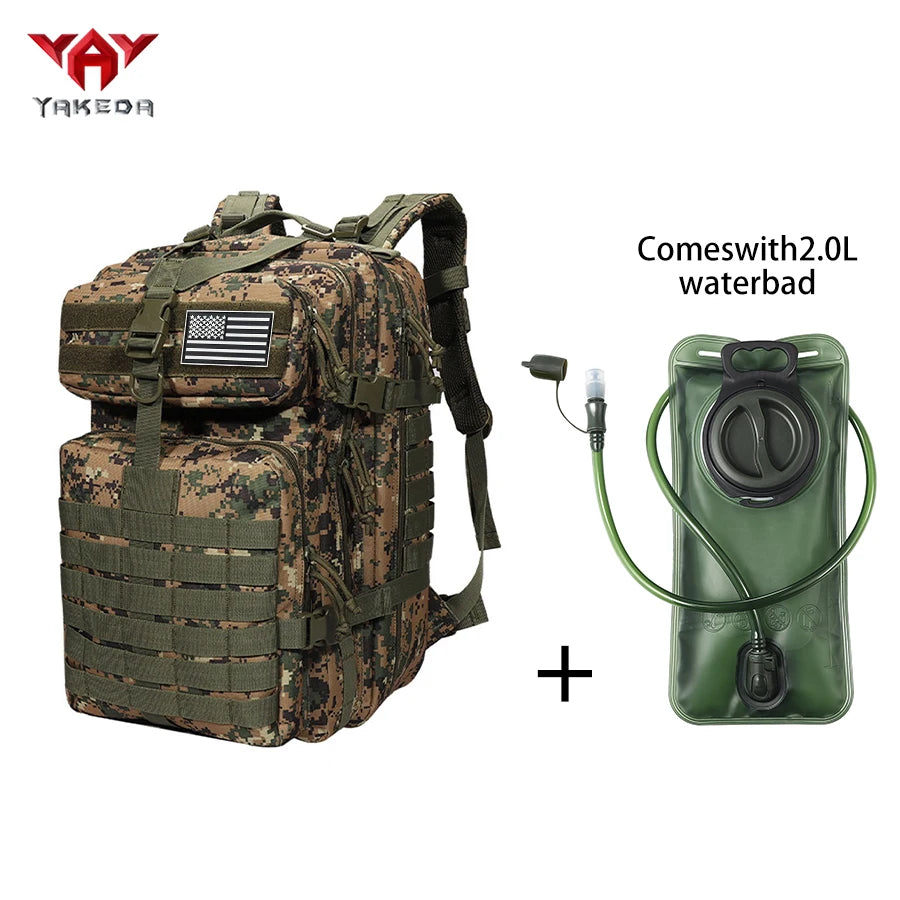 YAKEDA 45L large capacity backpack with 2L water bag MOLLE expansion system outdoor hiking backpack