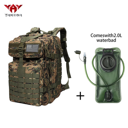 YAKEDA 45L large capacity backpack with 2L water bag MOLLE expansion system outdoor hiking backpack