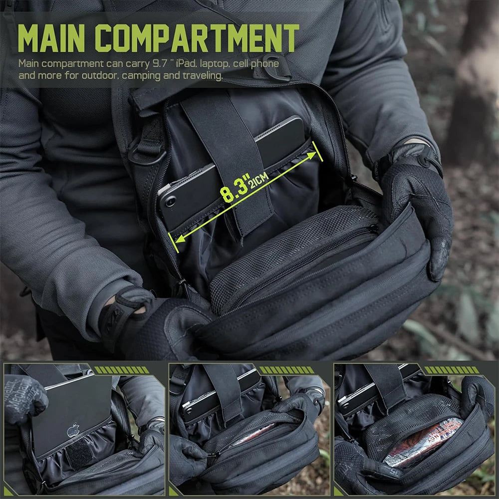 Tactical Sling Backpack Concealed Carry Gun Holster Pistol Bag Molle EDC Crossbody Bag for Outdoor Camping Travel Hiking