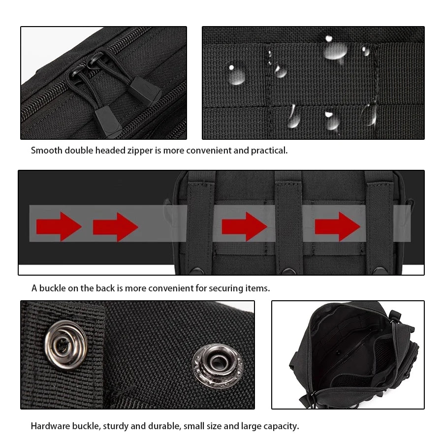 Molle system woven EDC storage bag waist bag with multiple layers of pockets suitable for camping, cycling, etc