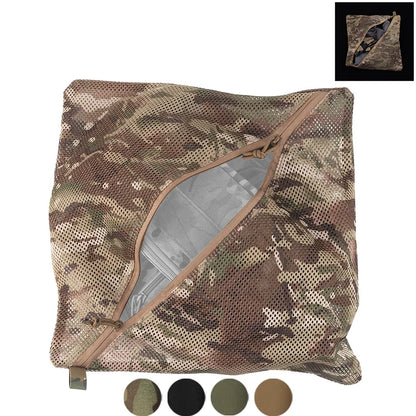 16x16in Reinforced Mesh Utility Pouch Durable Camo Storage for Outdoor Travel Survival Gear Organization