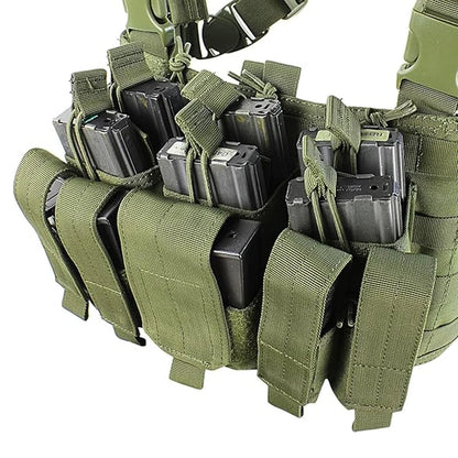 Tactical Recon Chest Rig Padded cross-back shoulder strap 3 built in stacker/kangaroo style mag pouch hook and loop Front pocket