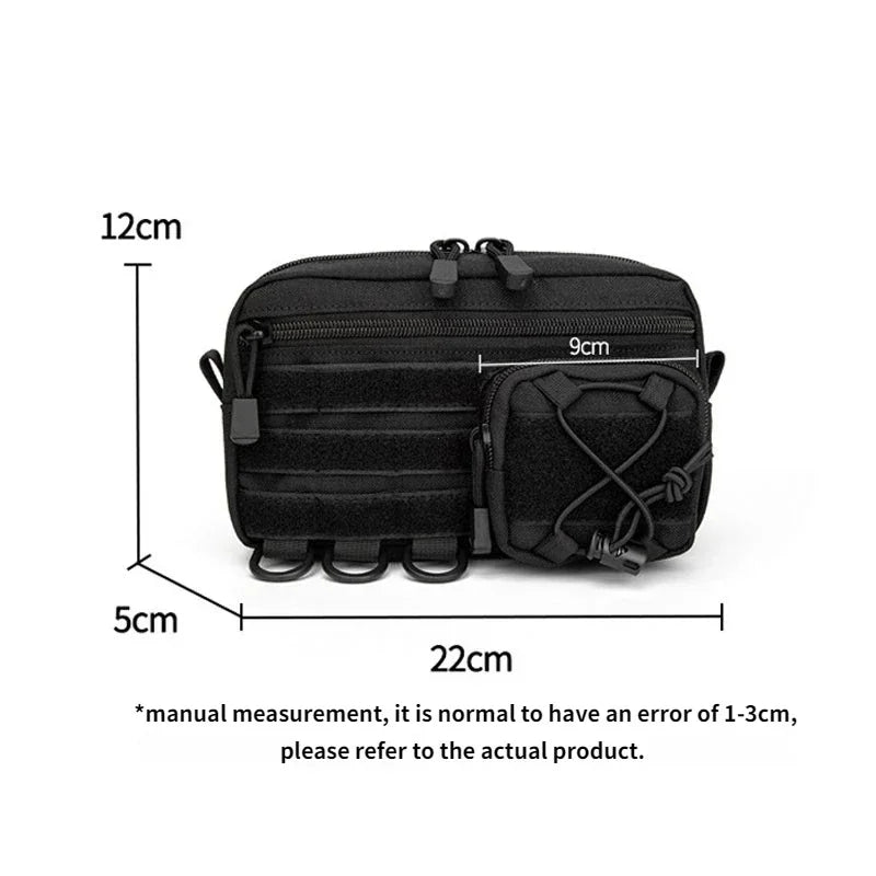 MOLLE Horizontal Admin Pouch EDC Utility Organizer Bag with Front Drawstring Pocket for Hiking Camping Travel