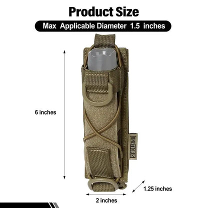 ONETIGRIS Flashlight Holster Molle Flashlight Holder for Belt Tactical Pouch Torch Linear Hand Tool Horizontal Carrying