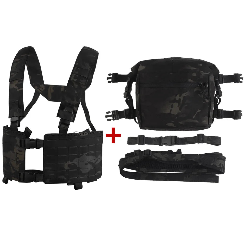 Tactical Alpha Chest Rig with Expansion Pack SS Style Load Bearing Vest (LBV) Alpha Expander Kit Pouch 34A Split MOLLE Equipment