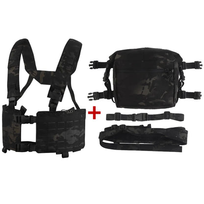 Tactical Alpha Chest Rig with Expansion Pack SS Style Load Bearing Vest (LBV) Alpha Expander Kit Pouch 34A Split MOLLE Equipment