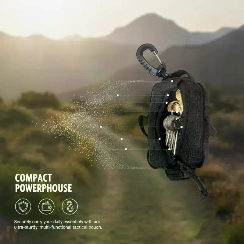 Outdoor Buckle Bag EDC Pouch Zipper Key Holder Pocket Portable Wallet for Small Tools Travel Gear