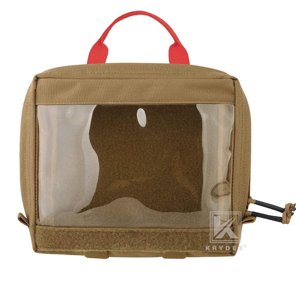 KRYDEX Tactical Large / Small Clear Top Insert Pouch Travel Camping Organizer Storage Hook & Loop Bag for D3 Tactical Backpack