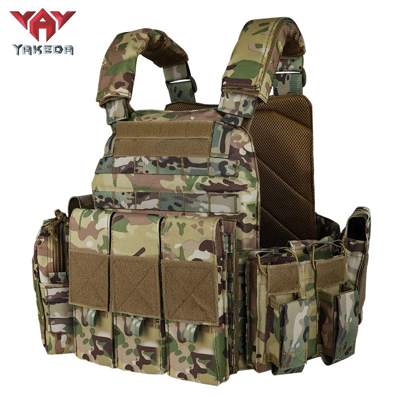 YAKEDA Tactical MC Camo Vest Outdoor Hunting Plate Carrier Protective Molle Waistcoat Adjustable Men Women Airsoft Equipment