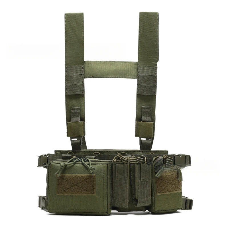 Tactical Chest Rig MOLLE Camo Vest, Adjustable Multi-Function Harness, Outdoor Wargame Training Camouflage Vest