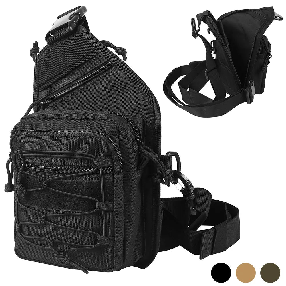 900D Nylon Tactical Sling & Leg Bag Quick Release Buckle Hook&Loop Panel Concealed Carry Handgun Holster For Shooting Hunting