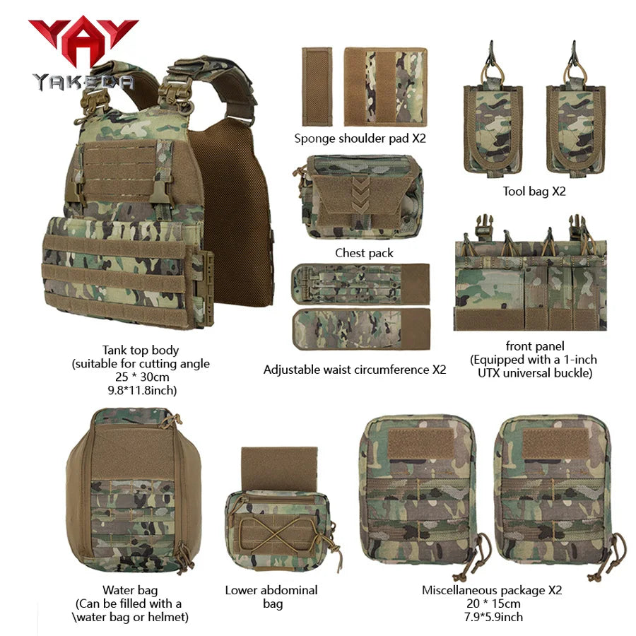 YAKEDA Camouflage Training Vest Outdoor CS Training Vest Multi Functional Vest
