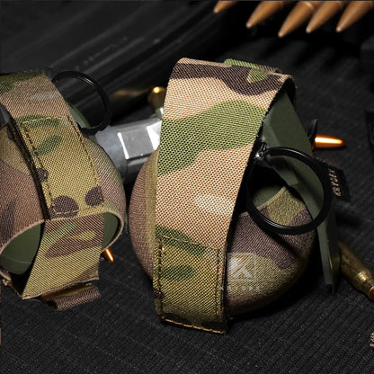KRYDEX Tactical Elastic Frag Grenade Pouch, Waist Belt Bag, Small MOLLE Pouch Combat Hunting Outdoor Vest Belt Accessories