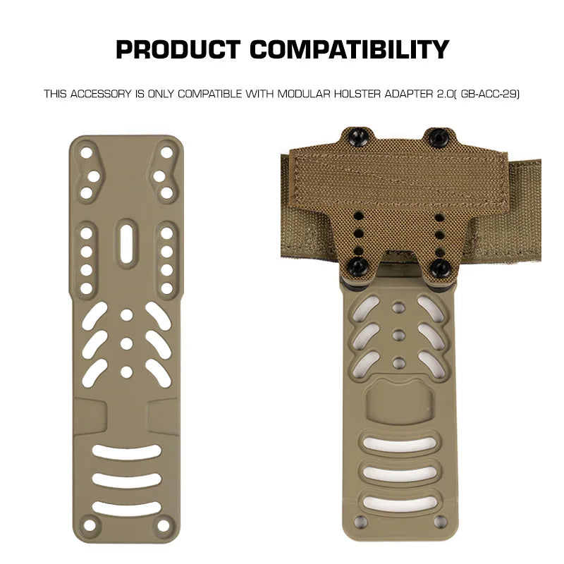 Modular Holster Mount Adapter Bridge Hook Loop Fastener for Tactical Drop Leg Platform QLS Hunting