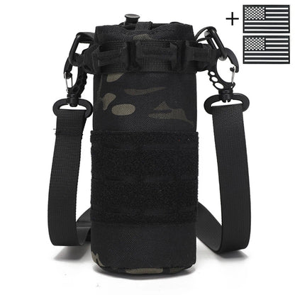 Outdoor water bottle cover with elastic drawstring drawstring and Magic Sticky sticker for hiking water cup storage bag