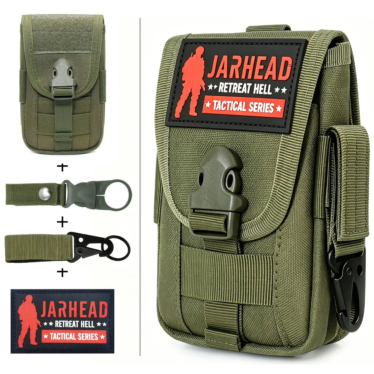 Multi Functional Tactical Sports Running Waist Bag Phone Bag Vertical Double-Layer Molle Accessory Bag Set For Hiking Hunting