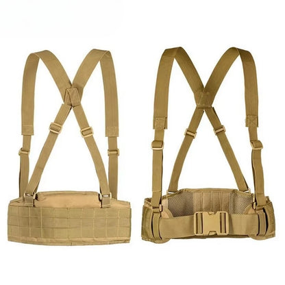 Tactical Molle Waist Belt Vest H-shaped Men Army Waist Girdle with Shoulder Strap Soft Padded Hunting Adjustable Belt Vest