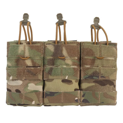 AG 3 MOLLE 5.56 M4 Triple Magazine Pouch Bungee Retention Tactical Vest Plate Carrier Front Placard MAG  Holder Bag Airsoft
