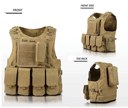 Adjustable Molle Tactical Vest Security Combat Body Vests Security Hunting Clothes Outdoor CS Game Airsoft Training Jacket