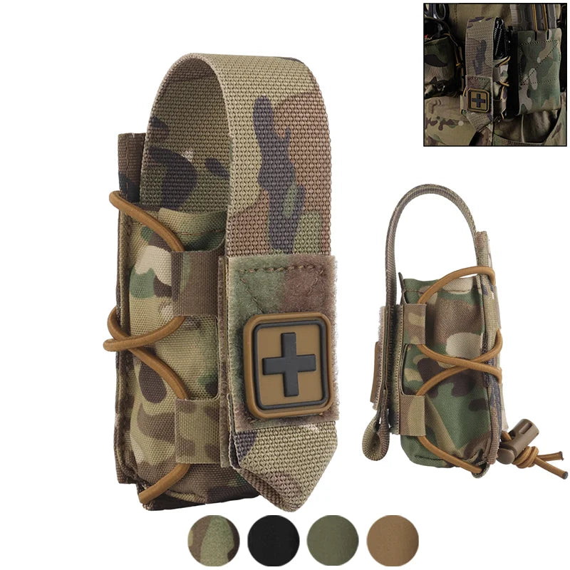 Vertical MOLLE Medical Pouch Flip Top Closure Universal Tourniquet Storage for Outdoor Survival Gear