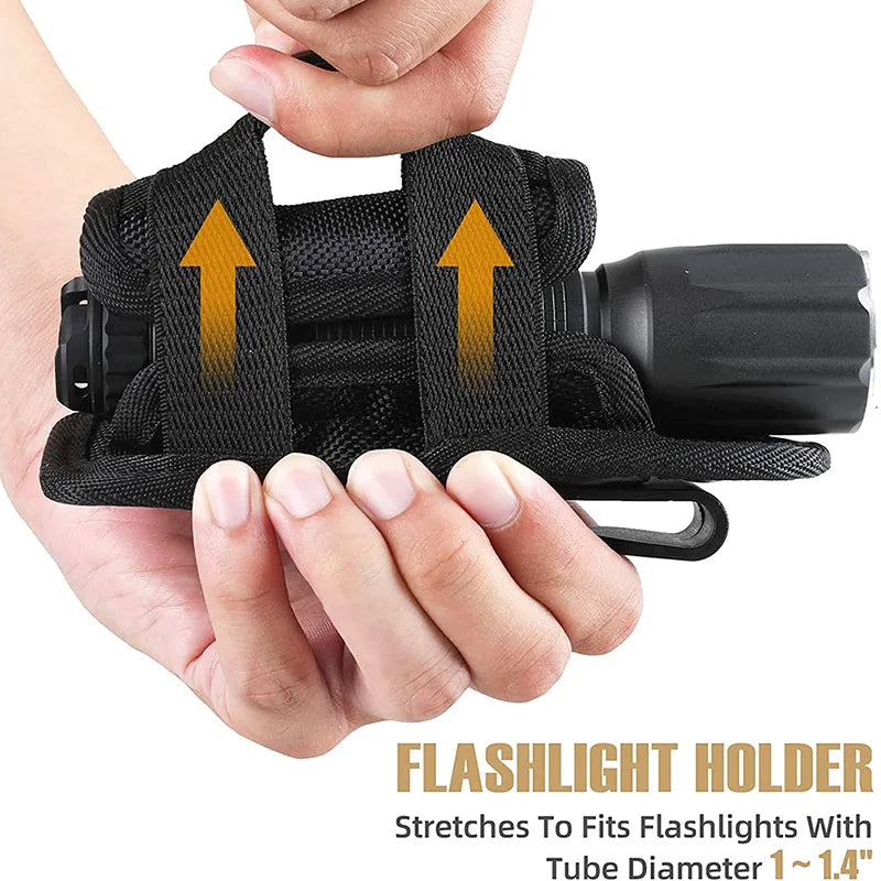 Tactical Flashlight Pouch 360 Degree Rotary Flashlight Holder Durable Hunting Lighting Accessory Camping Survival Kits