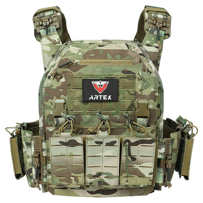 Tactical Vest Paintball Plate Holder 1000D Fabric Quick Releaseable Plate Carrier Laser Cut Platewith Triple Magazine Pouch ﻿