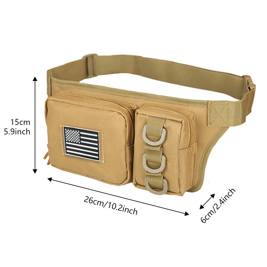 Multifunctional Waist Bag   Outdoor-grade High-Density Wear-Resistant Fabric   D-ring for Mounting   Hidden Zippered Pocket