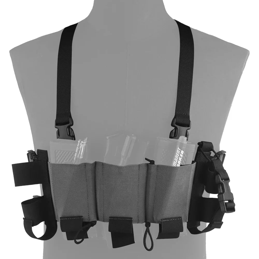 POSEIDON DEFENSE WG Minimalistic Multi-Mission Chest Rig Kit With 5.56 SMG 9MM Triple Magazine Pouch Genade Radio Holster