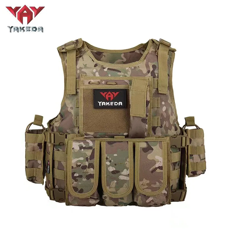 YAKEDA Tactical Vest Camouflage Body Armor Sports Wear Hunting Molle Black