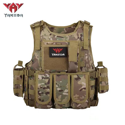 YAKEDA Tactical Vest Camouflage Body Armor Sports Wear Hunting Molle Black