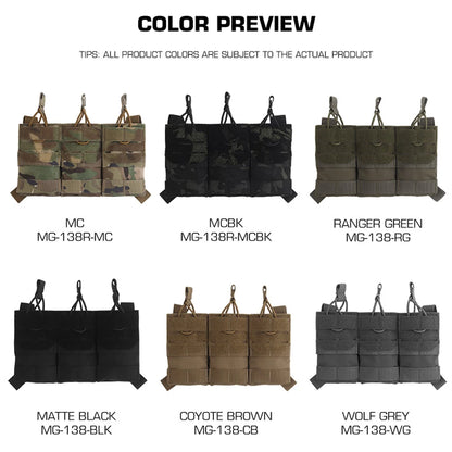 Tactical AG 3 MOLLE 5.56 M4 Triple Magazine Pouch Hunting Vest Carrier Front Panel With Elastic Fixing Rope,G-buckle,2.5 Buckle