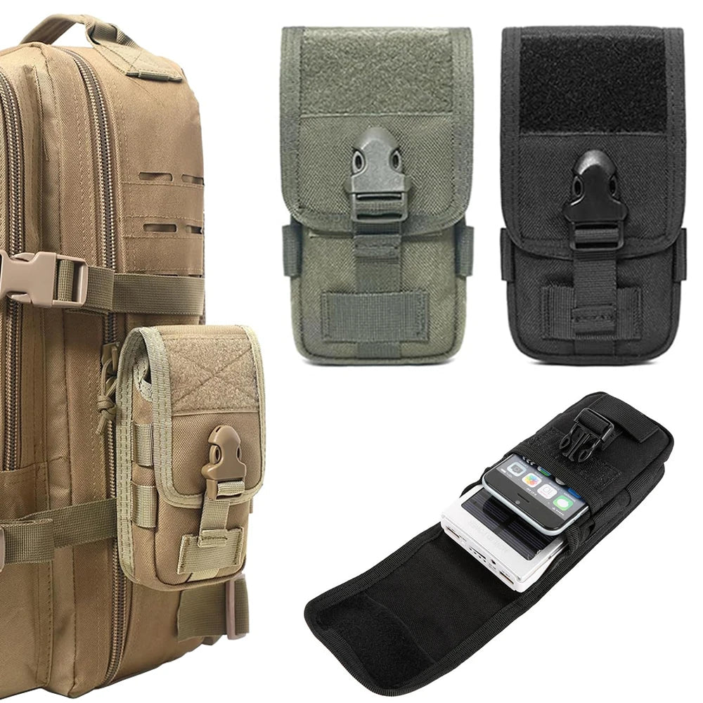 Tactical Double-Layer Phone Pouch Waist Bag EDC Tool Bag Vest Pouch Mobile Phone Bag Waterproof Sport Hunting Belt Travel Tools