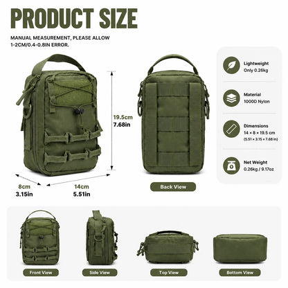 Tactical Molle Pouch with Shoulder Strap, Outdoors Lightweight Portable Phone Pouch, Utility Compact EDC Pouches Bag for Hiking