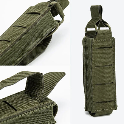 Tactical 9mm Single Pistol Magazine Pouch Molle Mag Carrier Holster Outdoor Hunting Flashlight Torch Holder EDC Tool Waist Bag