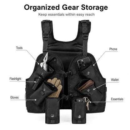 Tactical Hunting Vest Pack Multi-Pocket Outdoor Gear Storage Adjustable Nylon Mesh Chest Vest for Hunting Hiking Fishing