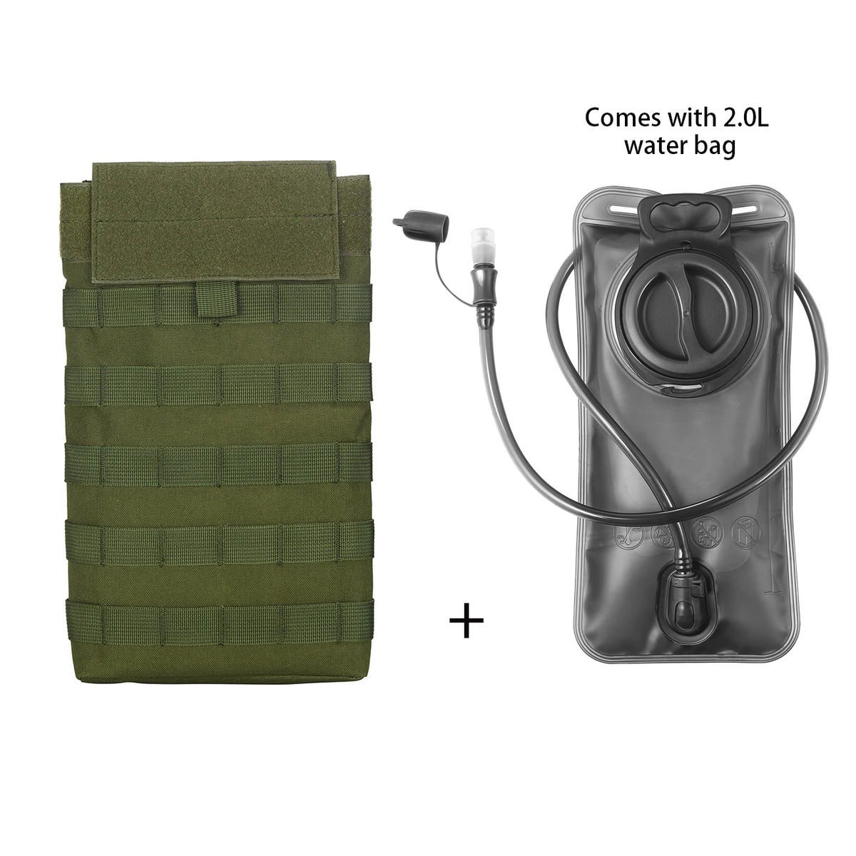 MOLLE Expansion System Accessories Water Bag Pack+2.0L Soft Water Bag Set Large Diameter Rotary Cap Bite Drinking Pipe