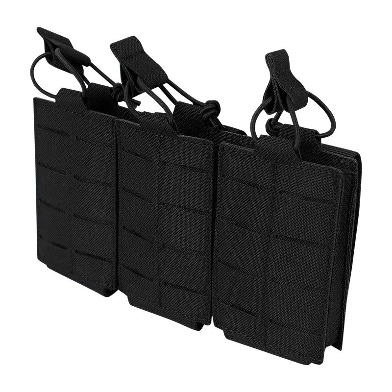 AG 3 MOLLE 5.56 M4 Triple Magazine Pouch Bungee Retention Tactical Vest K19 Plate Carrier Front Placard MAG Holder Bag Airsoft