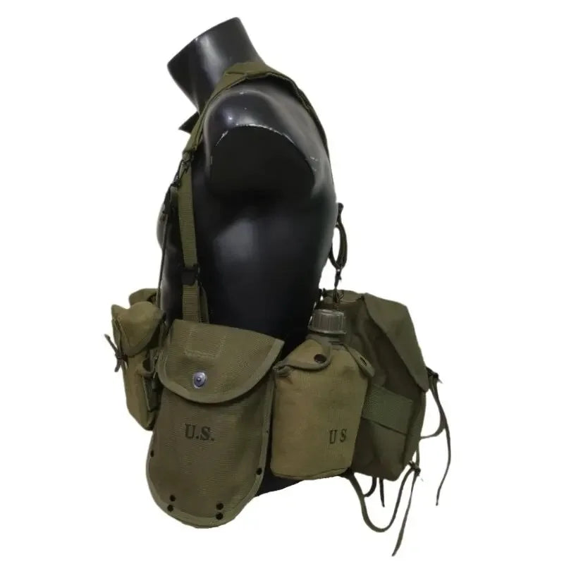 US M1956 Canvas Long Pouch Replica, M14 Magazine Pouch, ALICE Style Tactical Waist Tool Bag for Military Collection Cosplay