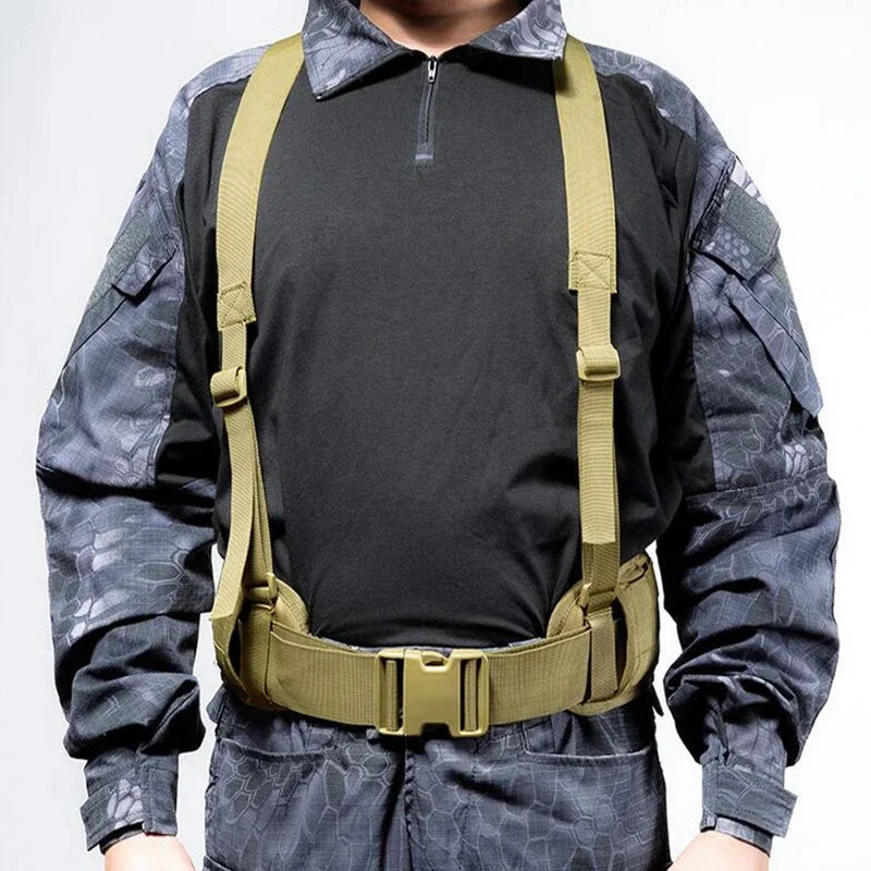 Tactical Molle Waist Belt Vest H-shaped Men Army Waist Girdle with Shoulder Strap Soft Padded Hunting Adjustable Belt Vest