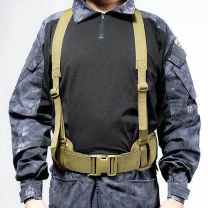 Tactical Molle Waist Belt Vest H-shaped Men Army Waist Girdle with Shoulder Strap Soft Padded Hunting Adjustable Belt Vest