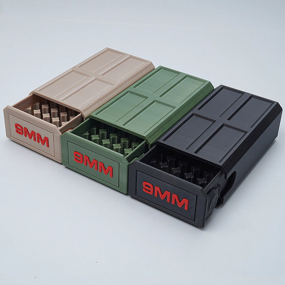 9mm pull-out ammo storage box; 50-round bullet ammo box storage case for shooting, hunting, firearm accessories, maintenance and