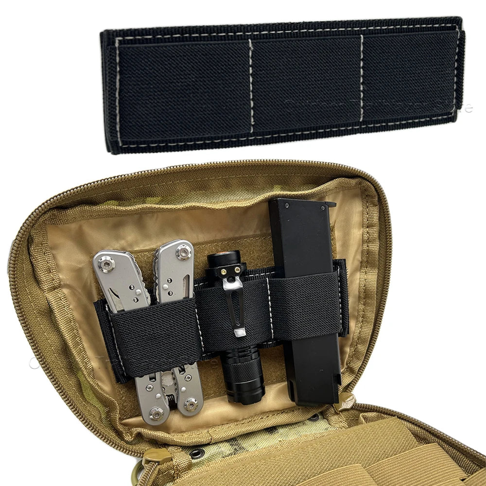 Hook Loop Panel Pouch Modular 3-Clip EDC Tool Inner Separation Holder for Hunting Vest Backpack Bags Tactical Gear