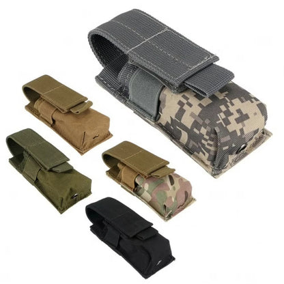 Molle Tactical M5 Flashlight Pouch 9MM Single Magazine Holster Torch Holder Utility EDC Tool Outdoor Hunting Key Knife Waist Bag