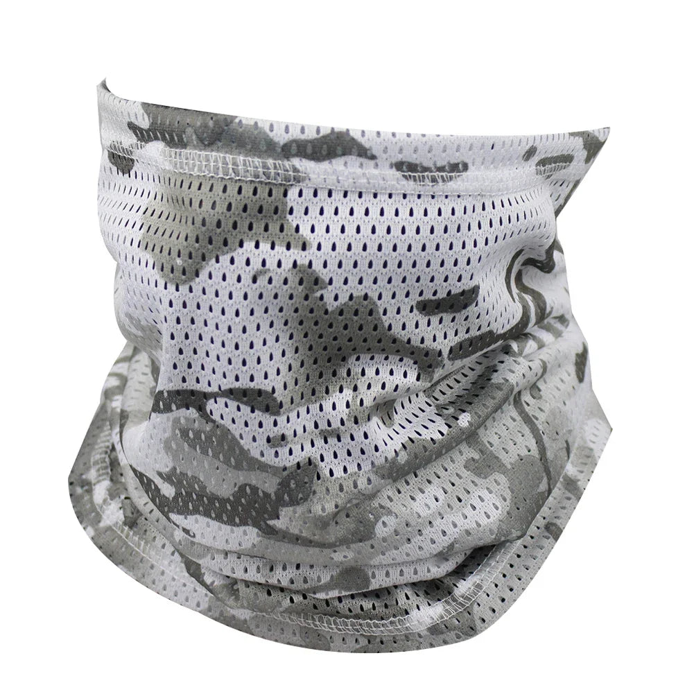Large Mesh Windproof Neckerchief Camo Mask Neck Gaiter Cover Face Bandana Sun Cool Breathable Cycling Hiking Camping Tube Scarf