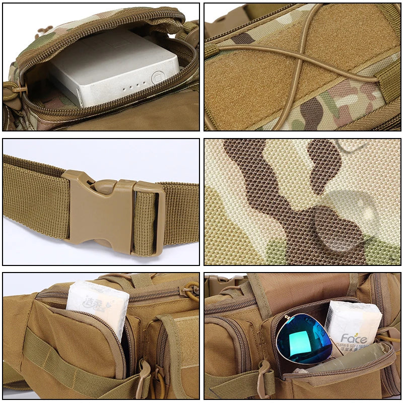 Outdoor Sports Waterproof Waist Bag Camping Multifunctional Men's Fishing Waist Bag Camouflage Backpack